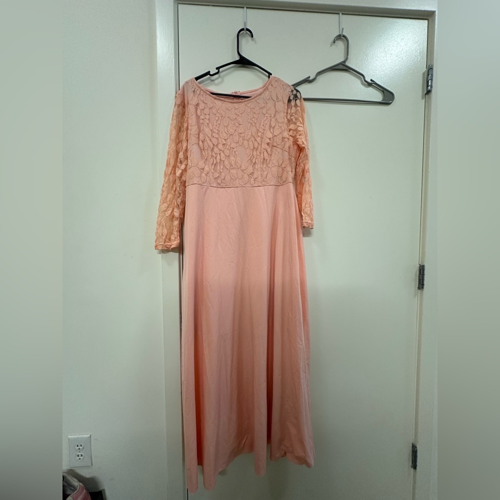 Peache Lace Long Dress